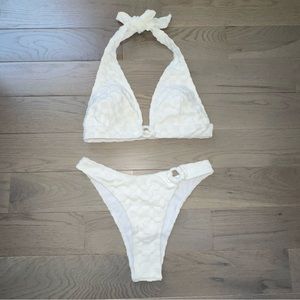 White Ring Linked Halter Bikini